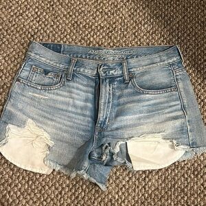 American Eagle ripped light wash jean shorts